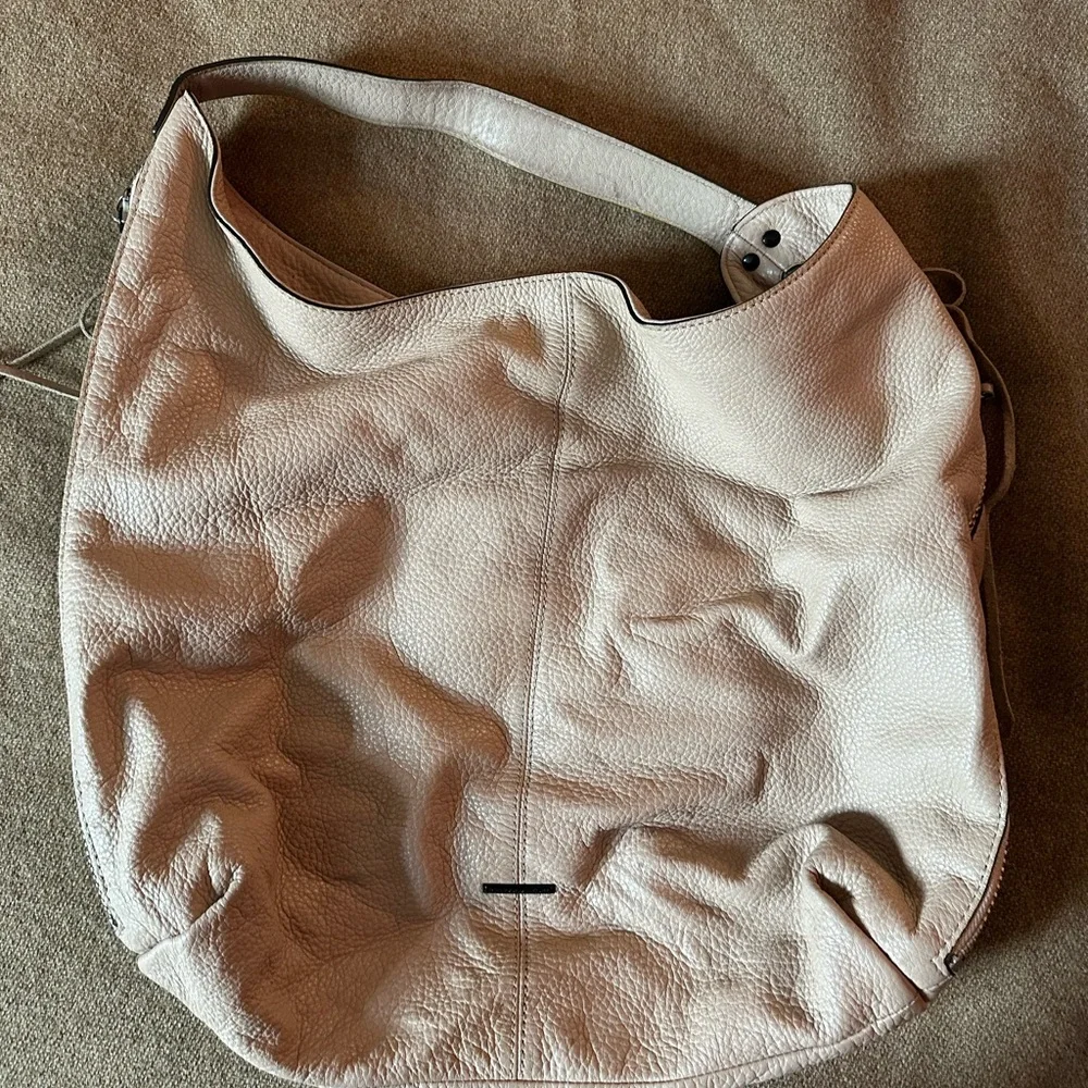 Rebecca Mincoff Cream Leather Hobo Bag